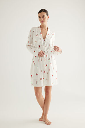 Kadın Pamuklu Cepli Sabahlık