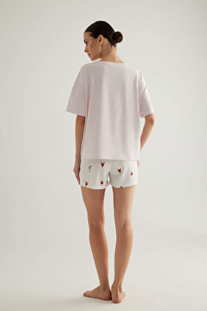 Kadın Pamuklu Kısa Kollu Pijama Üstü