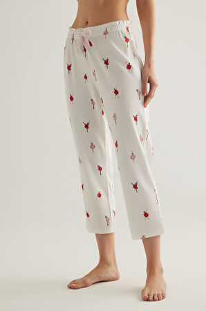 Kadın Pamuklu Kapri Pijama Altı