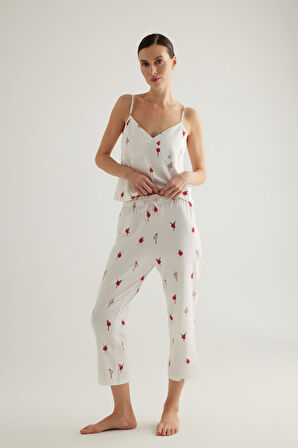 Kadın Pamuklu Kapri Pijama Altı