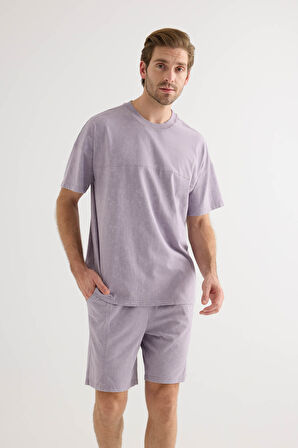 Erkek Pamuklu Yıkamalı Kısa Kollu T-shirt