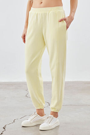 Kadın Pamuklu Yıkamalı Üç İplik Cepli Pantolon