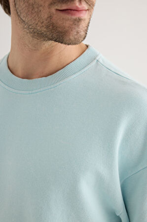 Erkek Pamuklu Yıkamalı Üç İplik Uzun Kollu Sweatshirt
