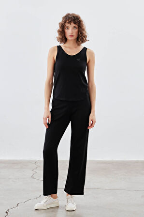 Kadın Pamuklu Kalın Askılı Atlet Uzun Pijama Takımı