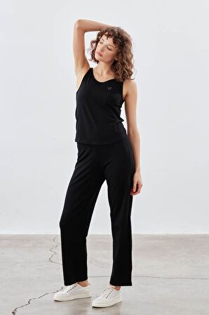 Kadın Pamuklu Kalın Askılı Atlet Uzun Pijama Takımı