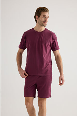 Erkek Pamuklu Kısa Kollu Şortlu Pijama Takımı
