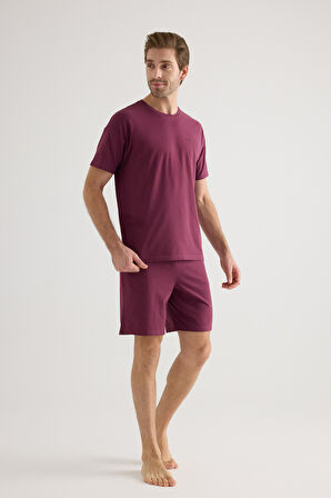 Erkek Pamuklu Kısa Kollu Şortlu Pijama Takımı