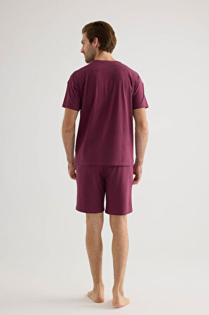 Erkek Pamuklu Kısa Kollu Şortlu Pijama Takımı