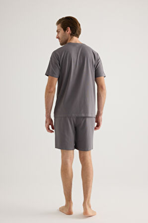 Erkek Pamuklu Kısa Kollu Pijama Üstü