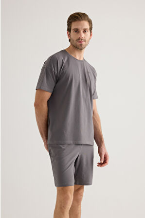 Erkek Pamuklu Kısa Kollu Pijama Üstü