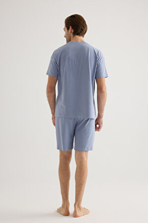 Erkek Pamuklu Kısa Kollu Pijama Üstü