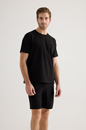 Erkek Pamuklu Kısa Kollu Pijama Üstü