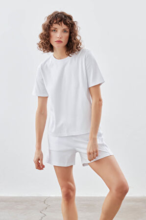 Kadın Pamuklu Kısa Kollu T-shirt