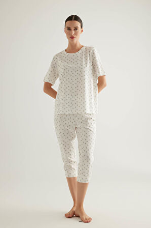 Kadın Pamuklu Kapri Pijama Altı