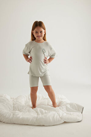 Kız Çocuk Viscose Kısa Kollu Taytlı Pijama Takımı