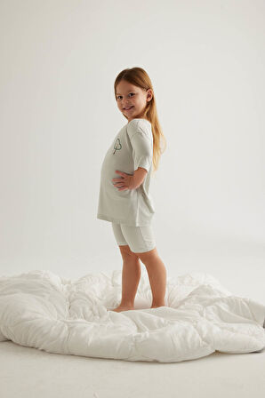 Kız Çocuk Viscose Kısa Kollu Taytlı Pijama Takımı