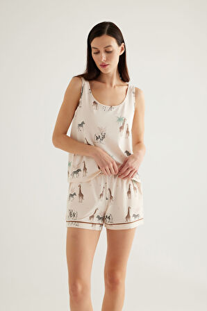 Kadın Pamuklu Atlet Pijama Üstü