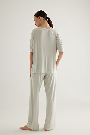 Kadın Viscose Kısa Kollu Uzun Pijama Takımı