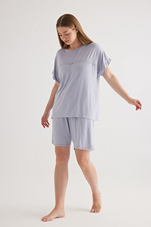 Kadın Plus Size Viscose Şort Pijama Altı