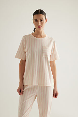 Kadın Pamuklu Kısa Kollu Pijama Üstü