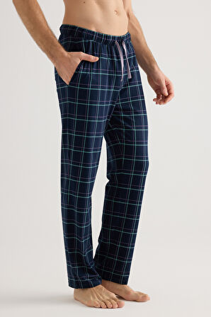 Erkek Pamuklu Kısa Kollu Uzun Pijama Takımı