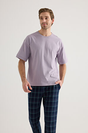 Erkek Pamuklu Kısa Kollu Pijama Üstü