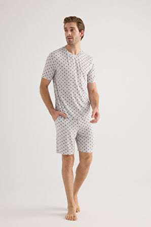 Erkek Modal Kısa Kollu Şortlu Pijama Takımı