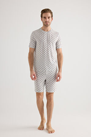 Erkek Modal Kısa Kollu Şortlu Pijama Takımı