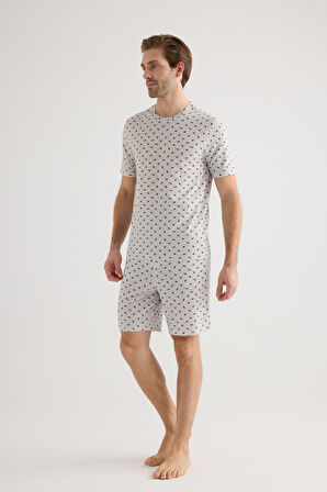 Erkek Modal Kısa Kollu Şortlu Pijama Takımı