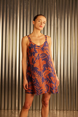 Kadın Dokuma V Yaka Kalın Askılı Elbise