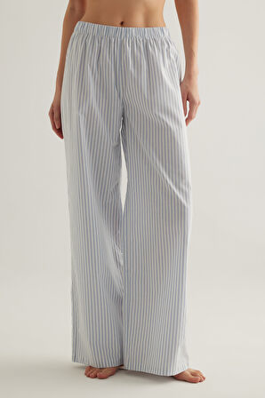 Kadın Çizgili Dokuma Uzun Pijama Altı