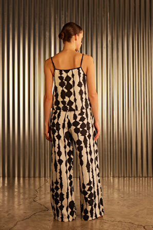 Kadın Keten Dokuma Cepli Pantolon