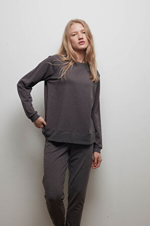 Kadın Pamuklu Reglan Uzun Kollu Pijama Üstü