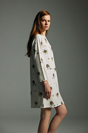 Kadın Pamuklu Uzun Kollu Gecelik