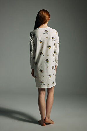 Kadın Pamuklu Uzun Kollu Gecelik