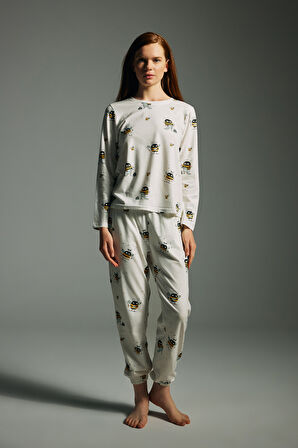 Kadın Pamuklu Uzun Kollu Pijama Takımı