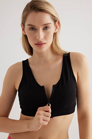 Kadın Pamuklu Önden Fermuarlı Pedli Bralet