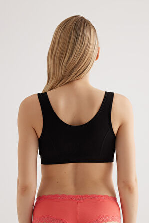 Kadın Pamuklu Kruvaze Kapama Çıtçıtlı Pedli Bralet