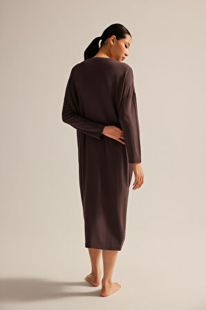 Kadın Modal İki İplik Yırtmaç Detaylı Elbise