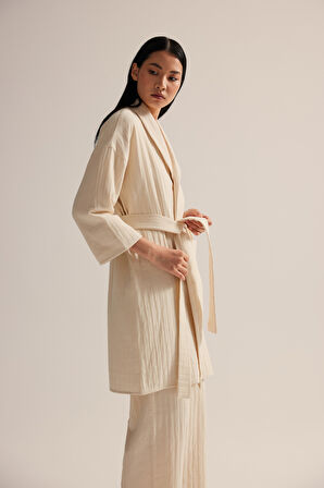 Kadın Dokuma Cep Detaylı Sabahlık