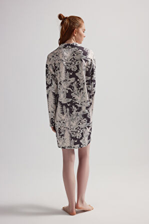 Kadın Viskon Uzun Kollu Gömlek Gecelik