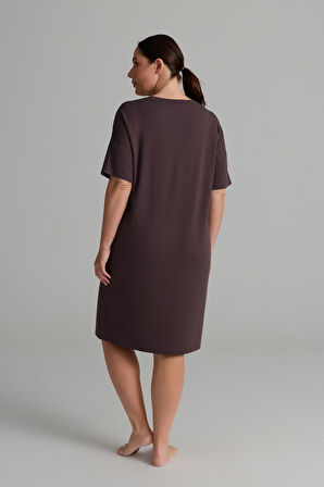 Kadın Plus Size Modal İki İplik Kısa Kollu Elbise