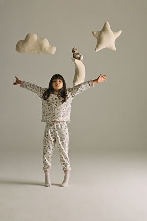 Kız Çocuk Pamuklu Uzun Kollu Pijama Takımı