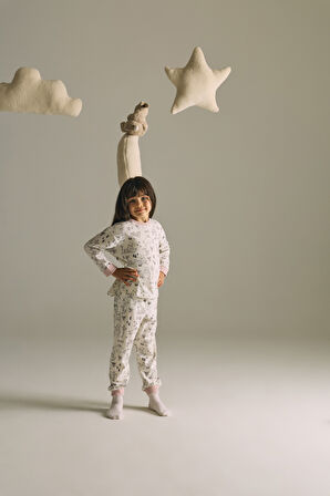 Kız Çocuk Pamuklu Uzun Kollu Pijama Takımı