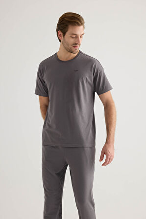 Erkek Pamuklu Kısa Kollu Pijama Üstü