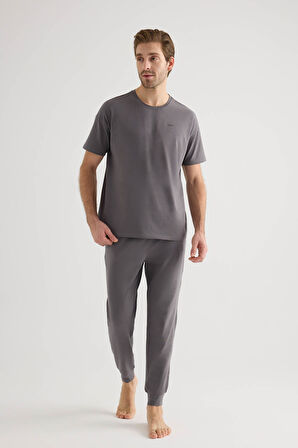 Erkek Pamuklu Kısa Kollu Pijama Üstü