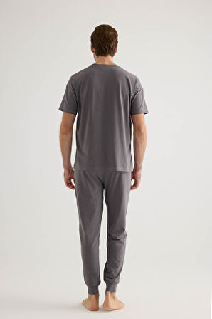 Erkek Pamuklu Kısa Kollu Pijama Üstü