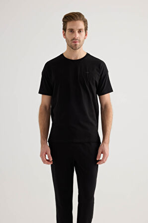 Erkek Pamuklu Kısa Kollu Pijama Üstü