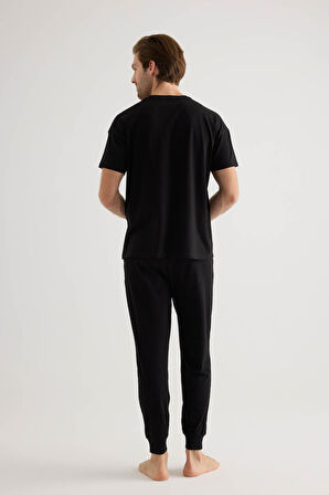 Erkek Pamuklu Kısa Kollu Pijama Üstü