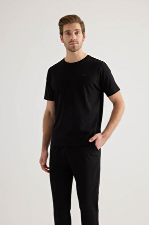 Erkek Pamuklu Kısa Kollu Pijama Üstü